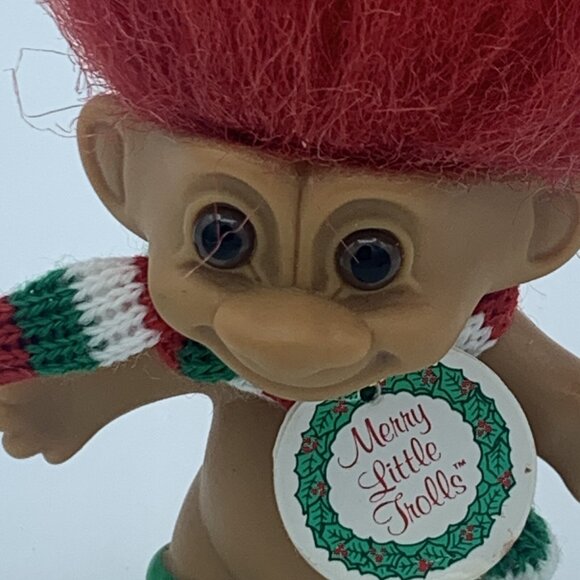 Russ Troll Doll Merry Little Trolls Christmas Knit Scarf 3" Lot Of 2 - Picture 4 of 12